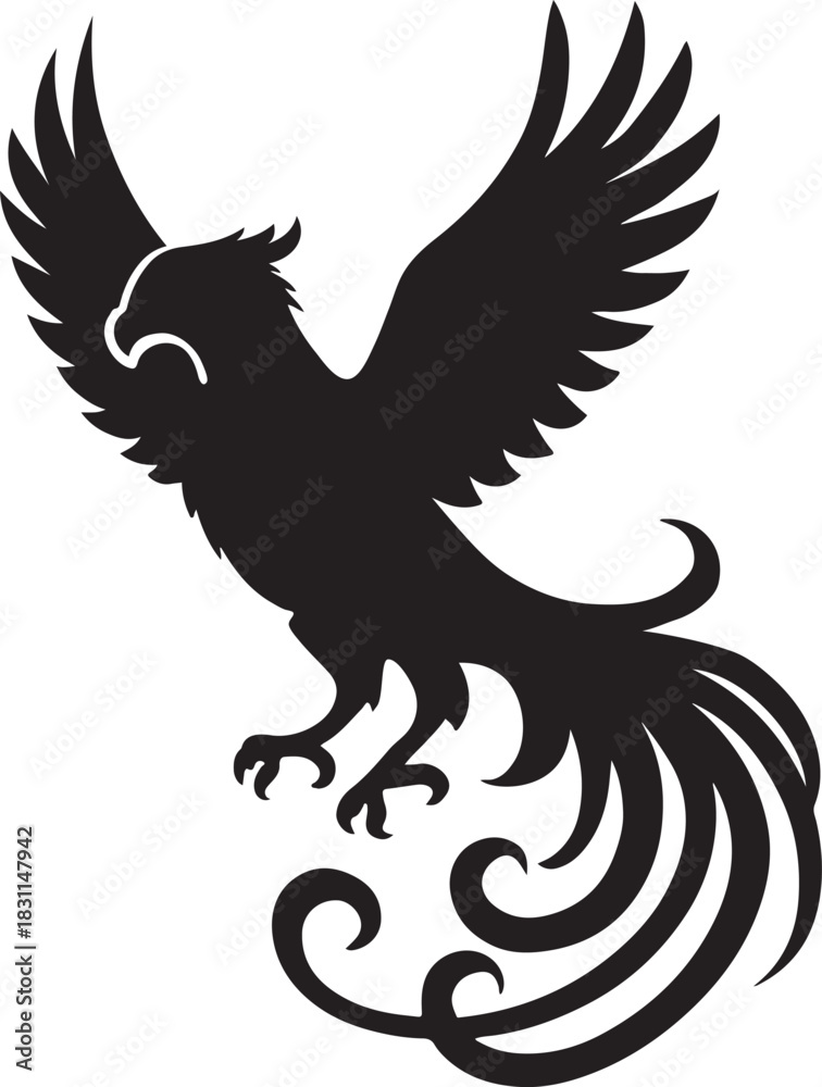 Obraz premium simurgh a mythological bird of iran silhouette vector illustration
