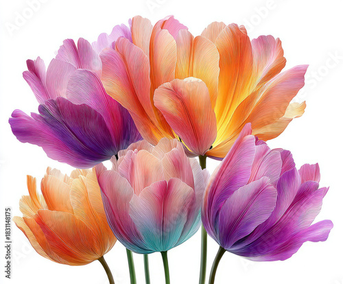 Tulip flowers isolated on w...
