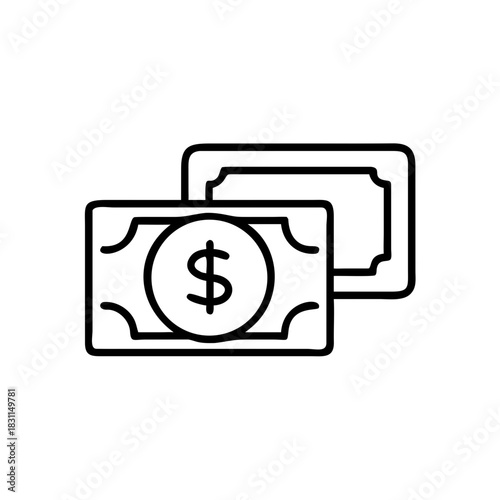 Dollar banknotes stacked on white background representing finance  