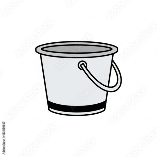 Simple metal bucket with handle in minimalist design  