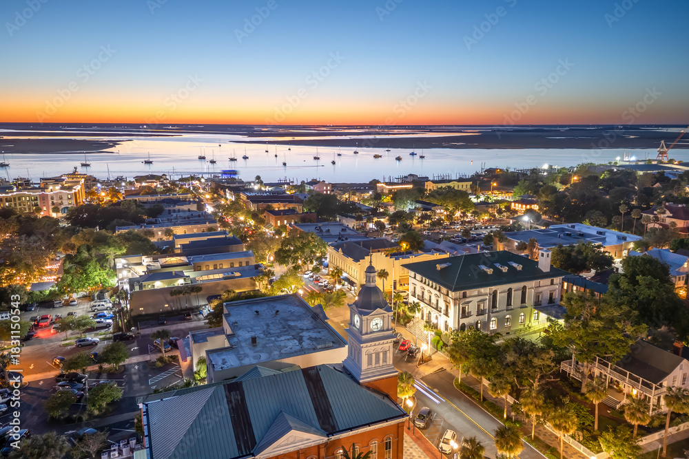 Fototapeta premium Fernandina Beach, Florida, USA Historic Downtown 1958