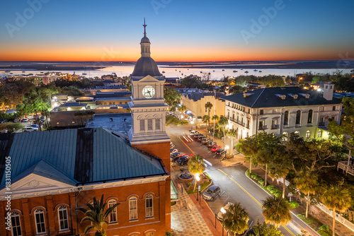 Cuadro en lienzo Fernandina Beach, Florida, USA Downtown Cityscape 1981