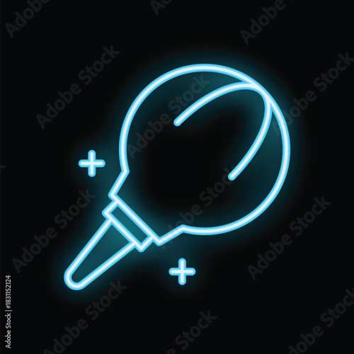 Blue neon enema giving relief from constipation on black background