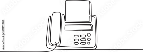 fax machine icon continuous one line drawing, Fax Machine line icon, Fax Line Icon, Printer One line drawing. one line Icon drawing