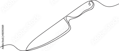 Continuous one line art drawing of knife outline vector illustration, Kitchen knife one line continuous drawing. one line Icon drawing