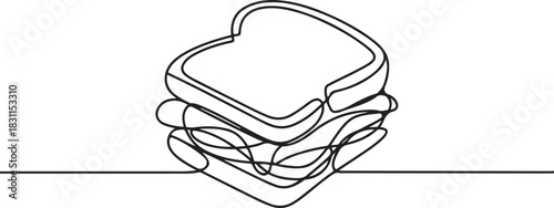 one line art Sandwich vector illustration. line art, one continuous line, simple, hand drawn and sketch style. for icons. one line Icon drawing