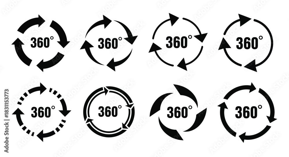 Obraz premium Circular arrows representing a full rotation or 360 degree view