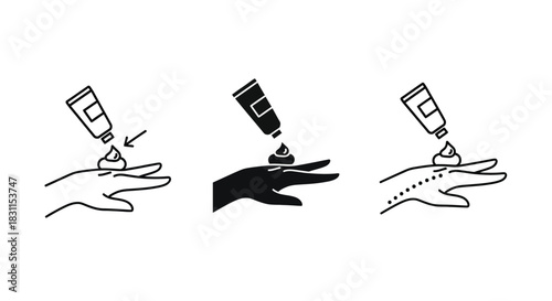 Applying lotion or cream to hand a three step visual guide