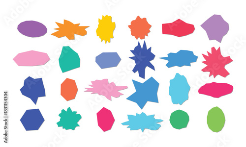 Torn Paper Frame Set Colorful Text Box Design Element