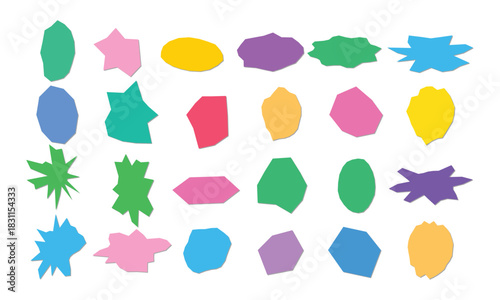 Torn paper frames set colorful textbox design elements