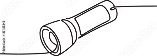 continuous line flashlight.one line drawing of lighting tool. single line flashlight emergency light. vector illustration. one line Icon drawing
