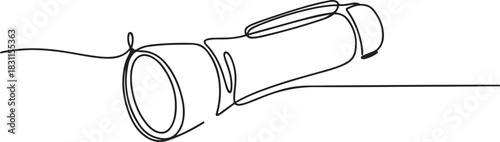 continuous line flashlight.one line drawing of lighting tool. single line flashlight emergency light. vector illustration. one line Icon drawing