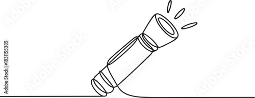 continuous line flashlight.one line drawing of lighting tool. single line flashlight emergency light. vector illustration. one line Icon drawing