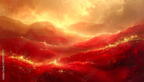 A Christmas abstract with soft red-gold gradients, diffused sparkles, warm ambient glow and smooth atmospheric depth.
