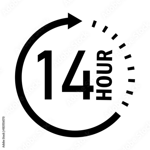 14 hour cycle arrow icon, duration symbol