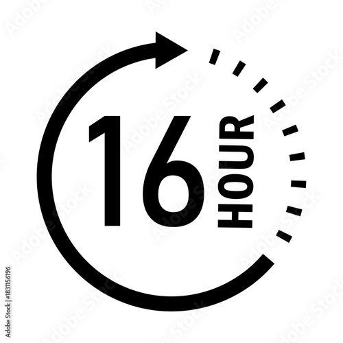 Sixteen hour service duration icon graphic