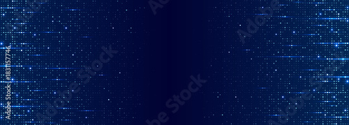 Modern navy grid with glowing squares and dynamic lines creates futuristic corporate backdrop for AI and financial technology concepts. Technology digital background