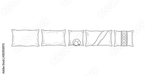 Collection of decorative pillow designs with various patterns and embellishments