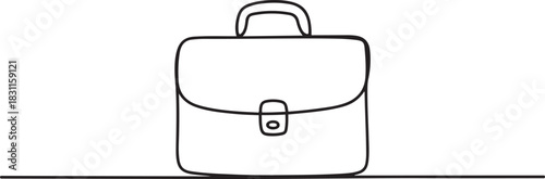 One line drawing of business briefcase or handbag. Minimal clean design. Continuous line art vector for office, work, business icon. one line Icon drawing