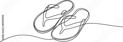 Flip flops continuous one line drawing. one line Icon drawing