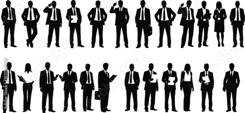 Business professionals silhouettes, corporate teamwork, leadership communication, office collaboration, negotiation success, career growth, partnership strategy illustration