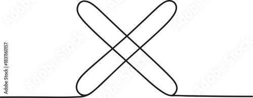 Long line cross icon. X. Continuous line. Vector illustration, Continuous one line drawing Wrong Mark, Continuous one line drawing Wrong Mark. one line Icon drawing