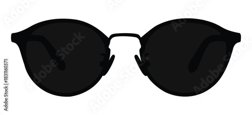A pair of black glasses and black glasses placed on a white background