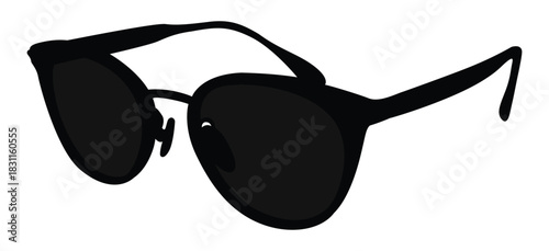 A pair of black glasses and black glasses placed on a white background