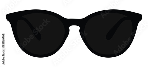 A pair of black glasses and black glasses placed on a white background