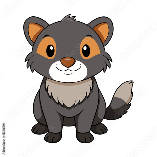Cute cartoon animal illustration vector drawing of a happy Cute Binturong character with a smile