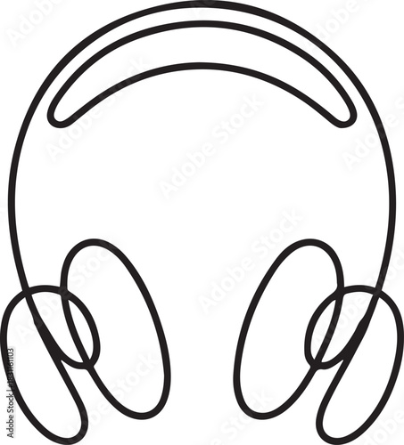 Headphone continuous one line drawing and minimalist style isolate outline vector icon. one line Icon drawing