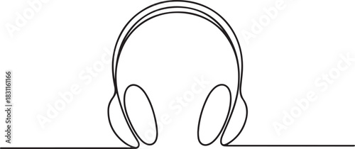 Headphone continuous one line drawing and minimalist style isolate outline vector icon. one line Icon drawing