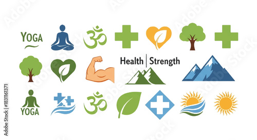 Collection of Health and Wellness Icons and Symbols.