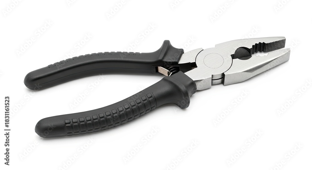 Fototapeta premium Close-up of a black-handled adjustable plier.