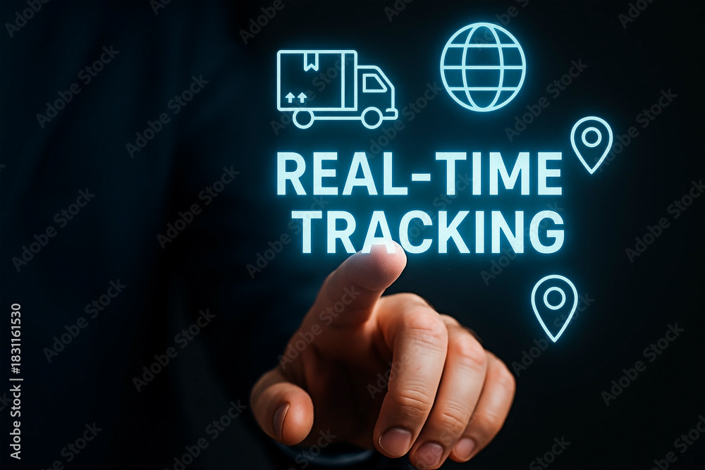 Obraz premium Real-time tracking for logistics and supply chain concept.
