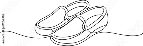 Moccasins continuous one line drawing minimalism design isolated. one line Icon drawing