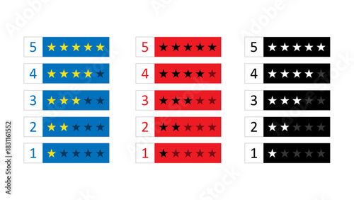 Rating Stars Icons – 5 Star Review Vector Symbols Design