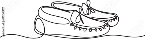 Moccasins continuous one line drawing minimalism design isolated. one line Icon drawing