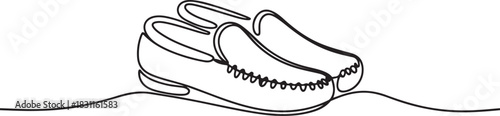 Moccasins continuous one line drawing minimalism design isolated. one line Icon drawing