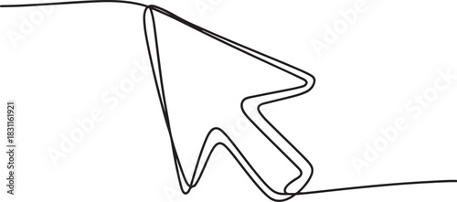 Continuous drawing of cursor arrow. One line icon of cursor arrow. one line Icon drawing
