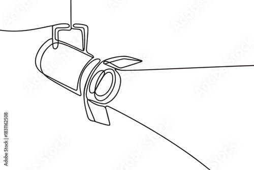 Line continuous drawing vector Searchlight icon. One line Theater spotlight icon. one line Icon drawing
