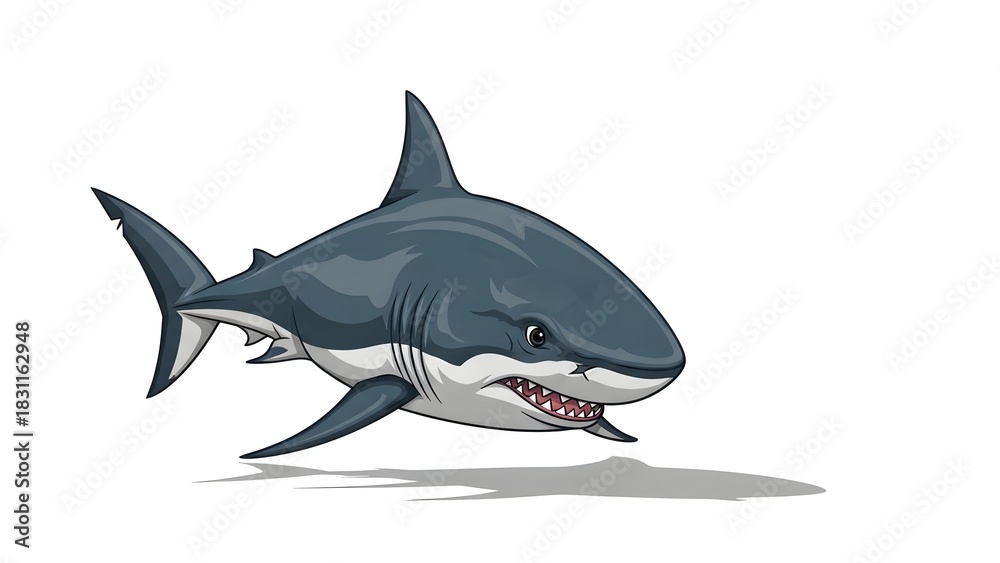 Fototapeta premium Cartoon Shark Clipart – Cute Ocean Predator Illustration