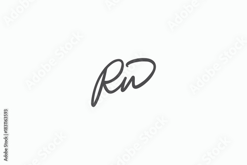 Hand Drawn Signature Style RW Initial Logo – Minimalist Black Script, Perfect for Personal Branding, Business Cards, and Social Media Use