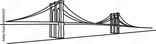One Continuous Line Drawing of City Bridge