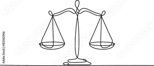 Scales of Justice Continuous Line Drawing Vector