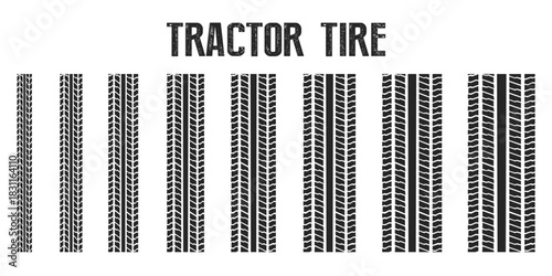 Set of tire tracks and treads in various thicknesses.Vector illustration showing diverse wheel marks