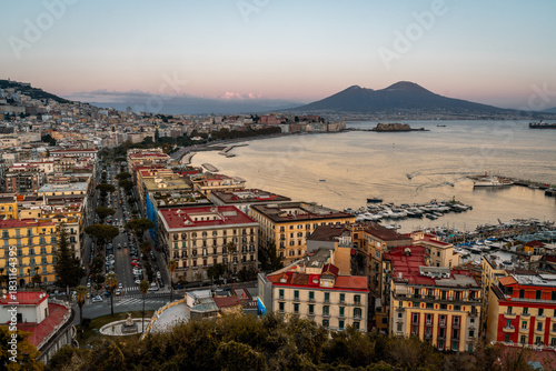 Cityscape of Napoli during Sunset, Golden Hour.