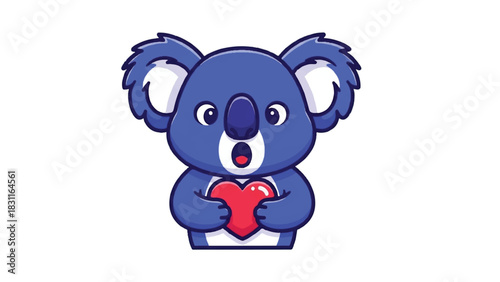 Adorable Koala Bear Holding a Red Heart Expressing Love and Affection.
