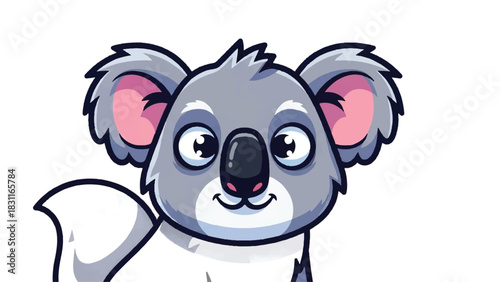Cute cartoon koala face with big eyes and fluffy ears.