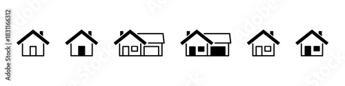 House icon. Home sign vector set. Real estate isolated sign. Home construction black icon. House line design set. Home building vector icons. Real estate silhouette vector set.